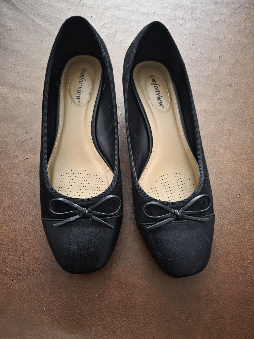 comfortview Black Bow Ballet Flats